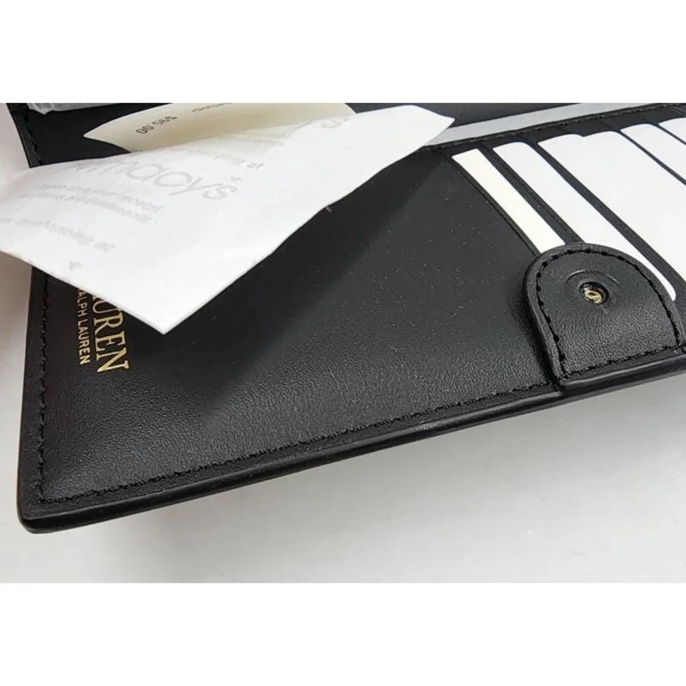 Lauren Ralph Lauren Crosshatch Leather Slim Snapped-Closure Wallet Women's Black - Picture 5 of 11
